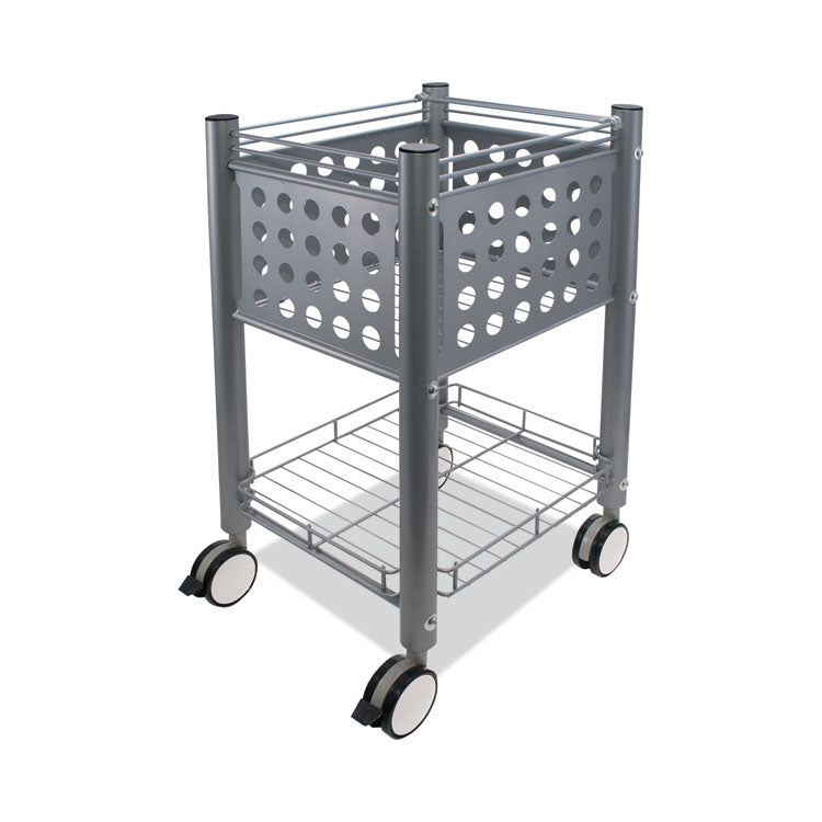Vertiflex - Sidekick File Cart, Metal, 1 Shelf, 1 Bin, 13.75" x 15.5" x 26.25", Matte Gray