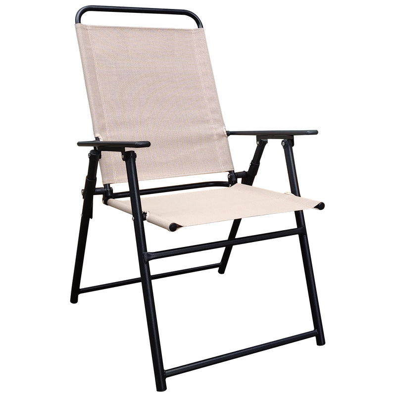 LIVING ACCENTS - Living Accents Black Steel Frame Sling Chair Tan