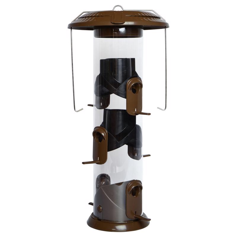 NATURE'S WAY - Nature's Way Funnel Flip-Top Wild Bird and Finch 6 lb Metal/Plastic Tube Bird Feeder 6 ports
