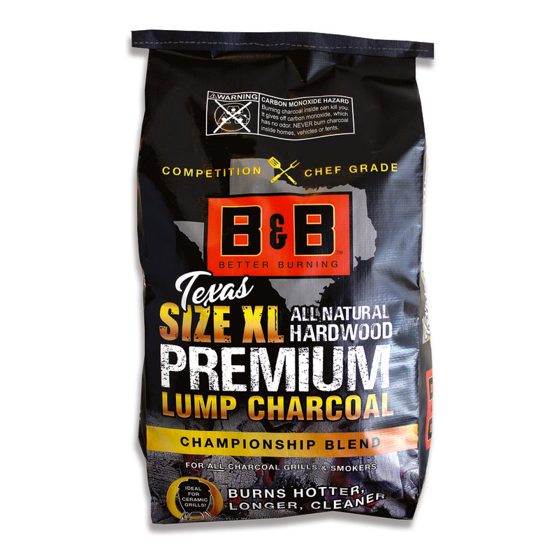 B&B XL TEXAS SIZE PREMIUM LUMP CHARCOAL - B&B Charcoal Texas XL Premium All Natural Championship Blend Lump Charcoal 24 lb