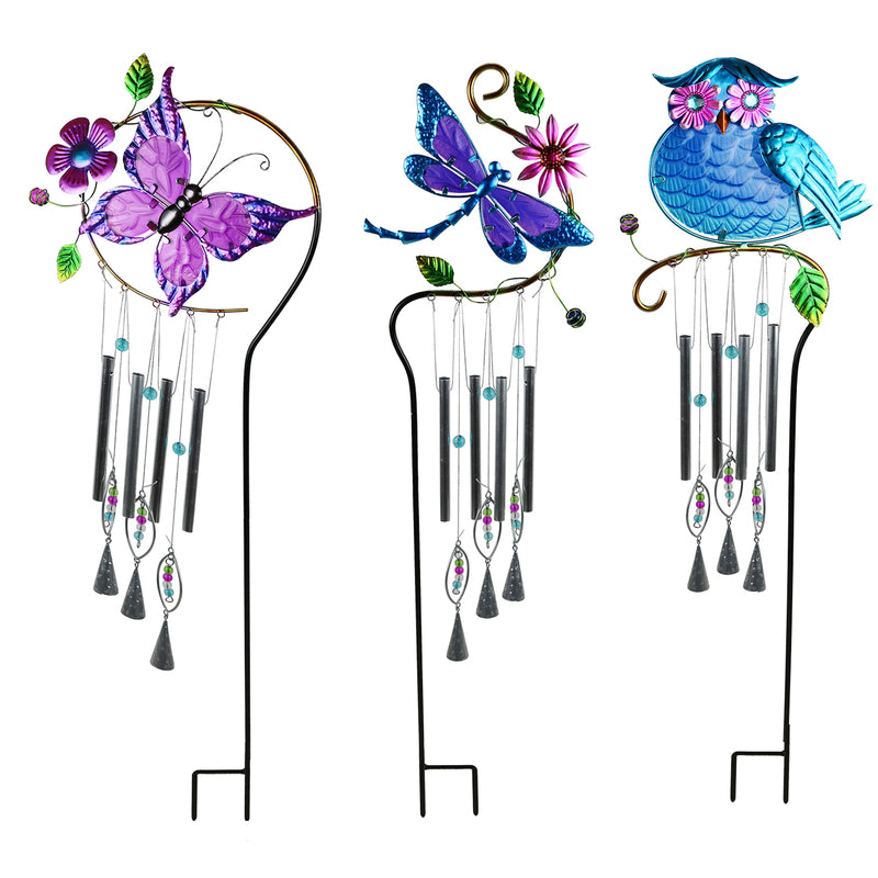 MEADOW CREEK - Meadow Creek Assorted Glass/Metal 28 in. H Windchime Outdoor Garden Stake - Case of 12