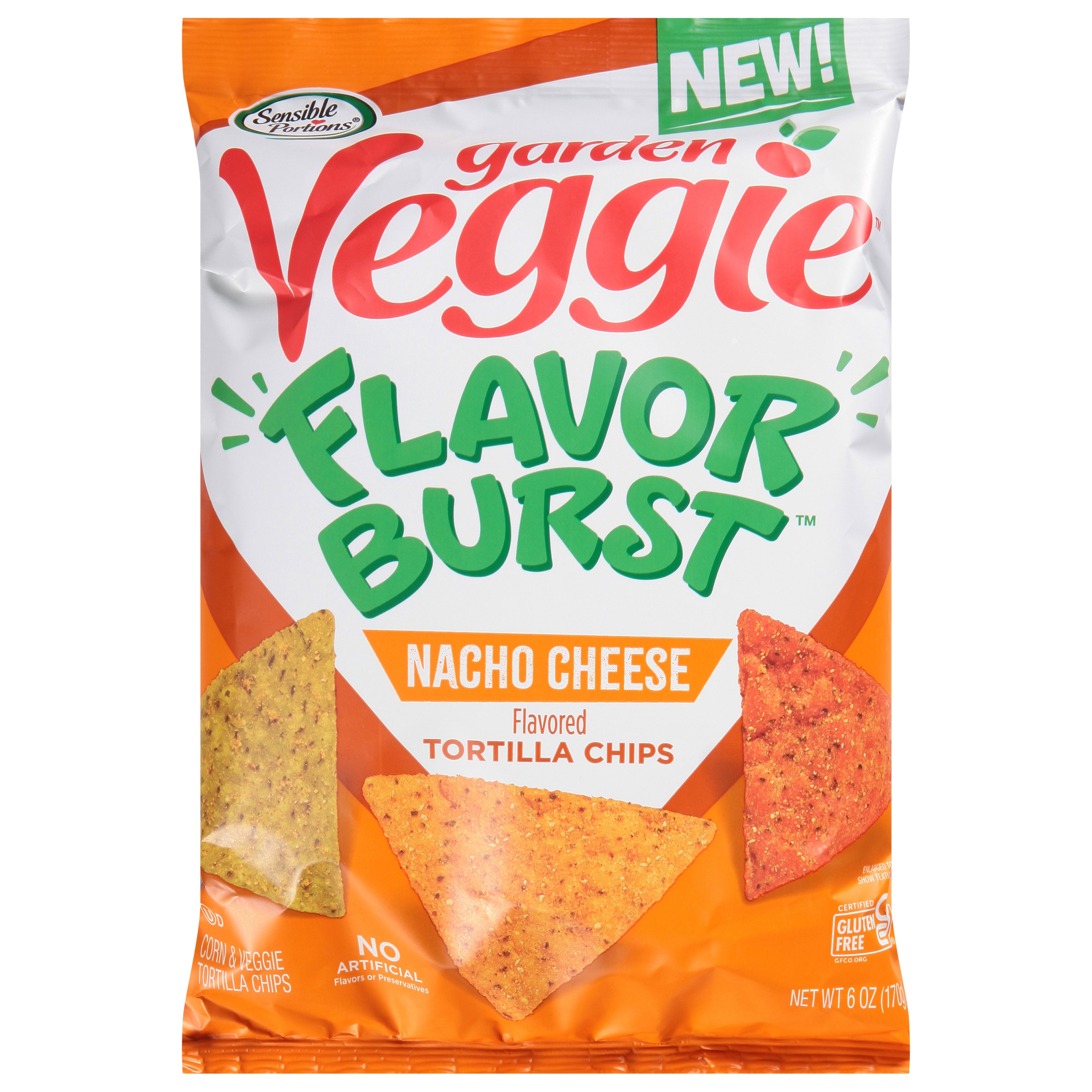 Sensible Portions Garden Veggie Nacho Cheese Tortilla Chips 6 oz - Case of 6
