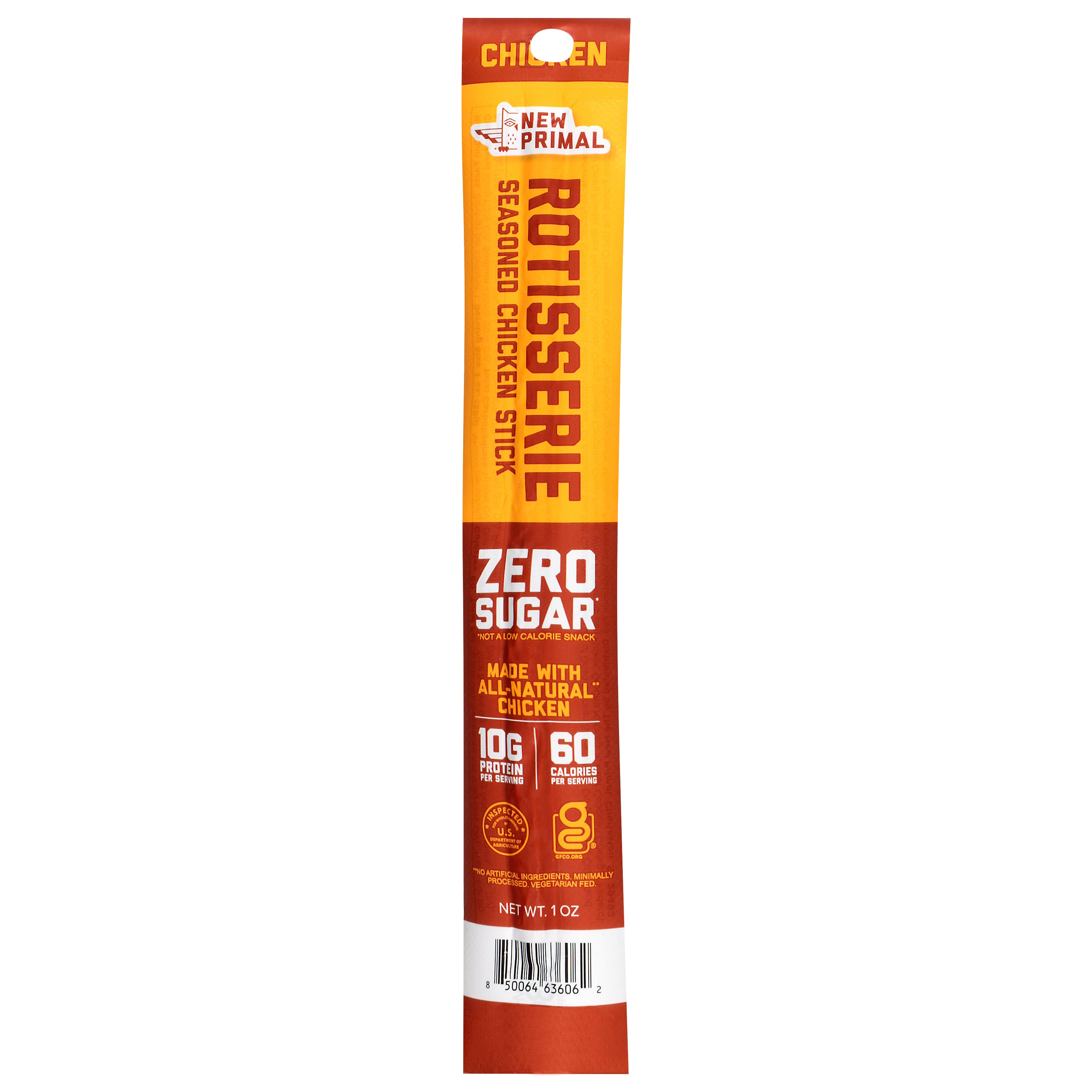 New Primal Rotisserie Seasoned Zero Sugar Chicken Stick 1 oz - Case of 20