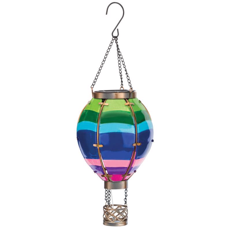 REGAL ART & GIFT - Regal Art & Gift Multicolored Glass/Metal 15 in. H Hot Air Striped Balloon Lantern