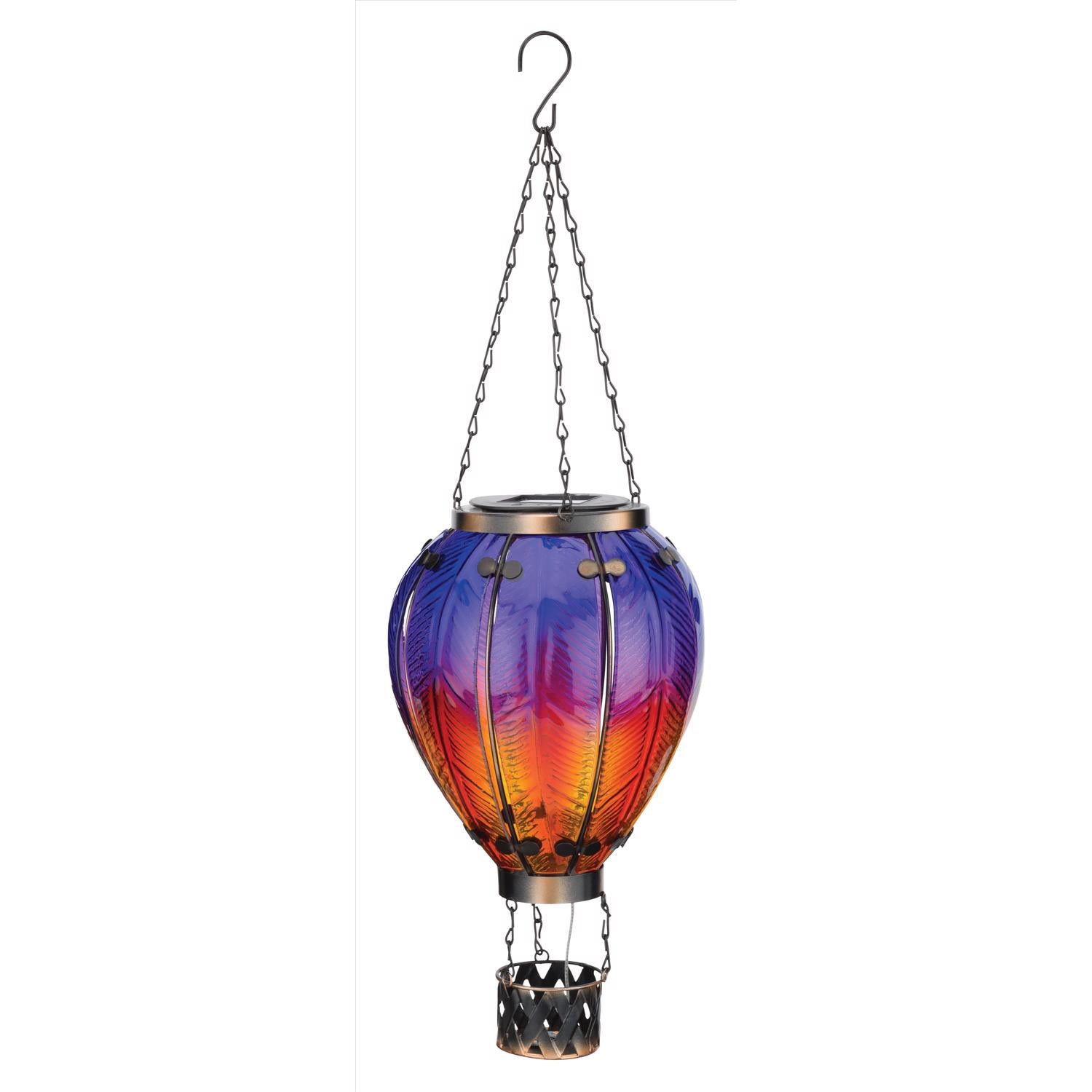 Regal Art & Gift Purple Glass/Metal 23.5 in. H X 7.5 in. L X 7.5 in. W Hot Air Balloon Lantern - Case of 4