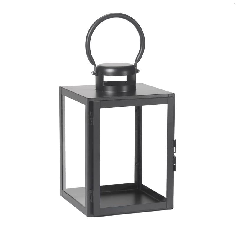 SMART LIVING - Smart Living 11 in. One Mantle Glass/Metal Huntington Lantern Black - Case of 2