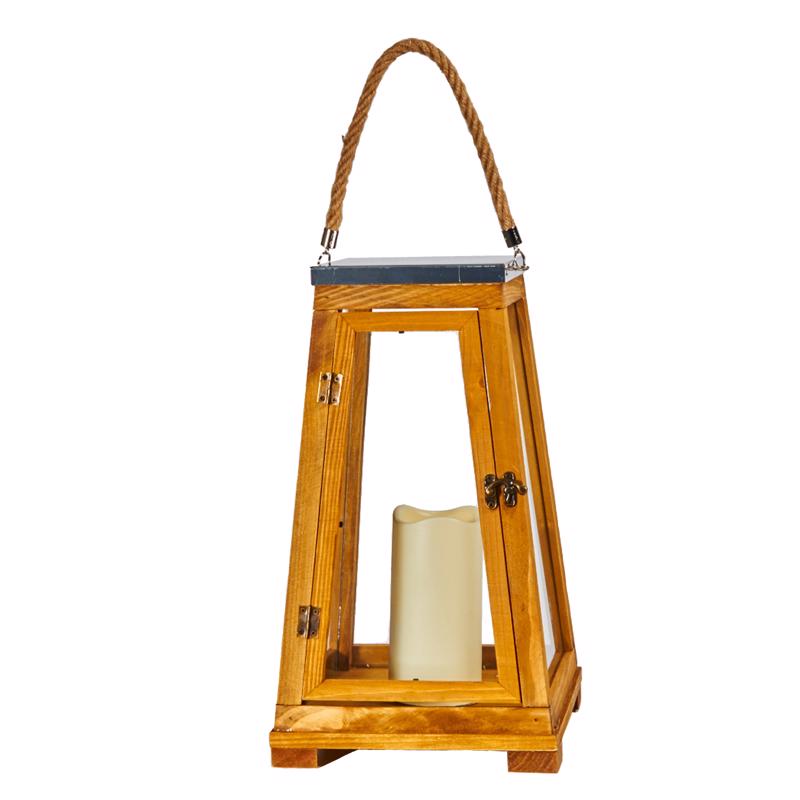 SMART LIVING - Smart Living 15 in. One Mantle Wood Newport LED Candle Lantern Brown - Case of 2