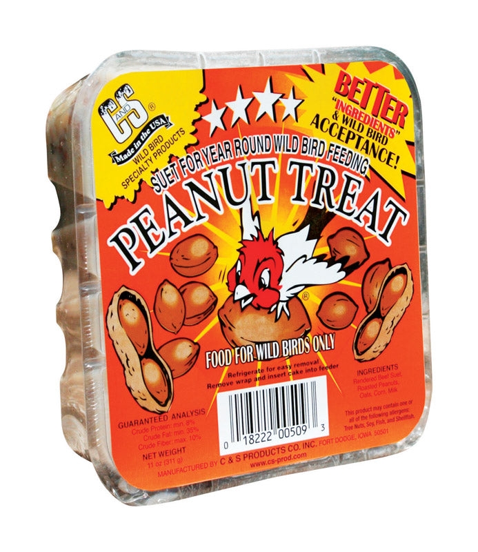C&S PRODUCTS - C&S Products Peanut Treat Assorted Species Beef Suet Wild Bird Food 11 oz - Case of 12