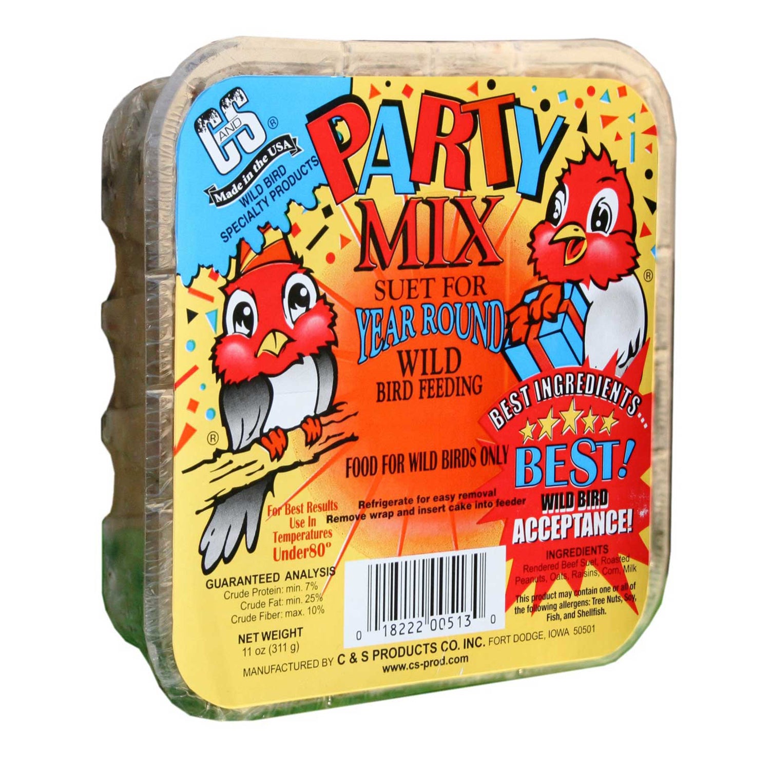 C&S Products Party Mix Wild Bird Food 11 oz - Case of 8