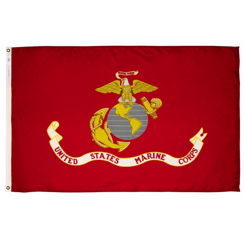 VALLEY FORGE - Valley Forge Marine Corps Military Flag 3 ft. W X 5 ft. L