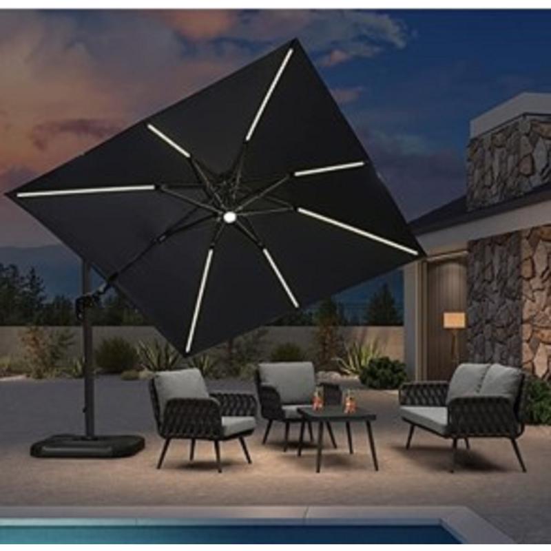 LIVING ACCENTS - Living Accents Roman 10 ft. Tiltable Blue Offset Umbrella