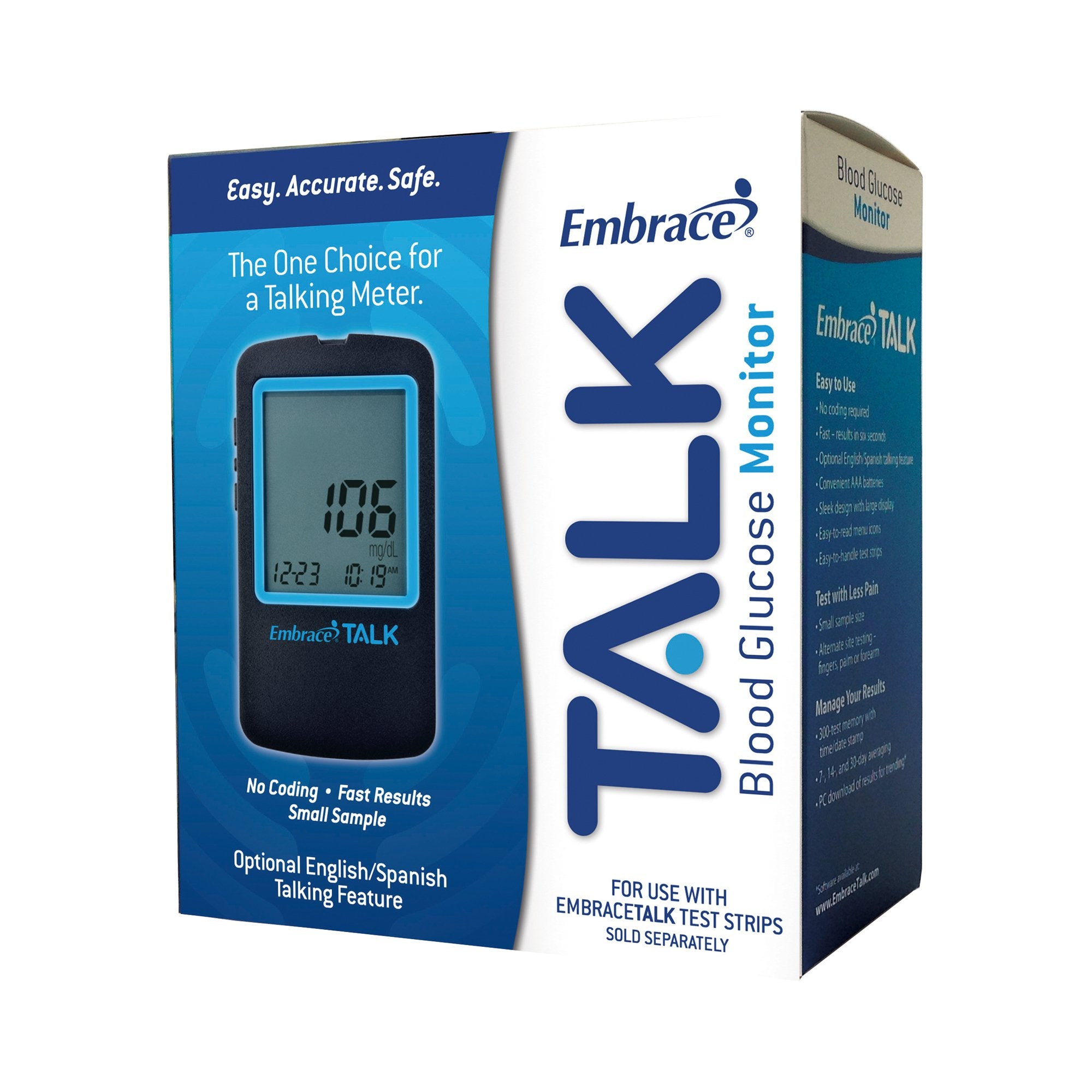 Omnis Health - Blood Glucose Meter Embrace® 6 Second Results Stores up to 300 Results No Coding Required [1/EA]