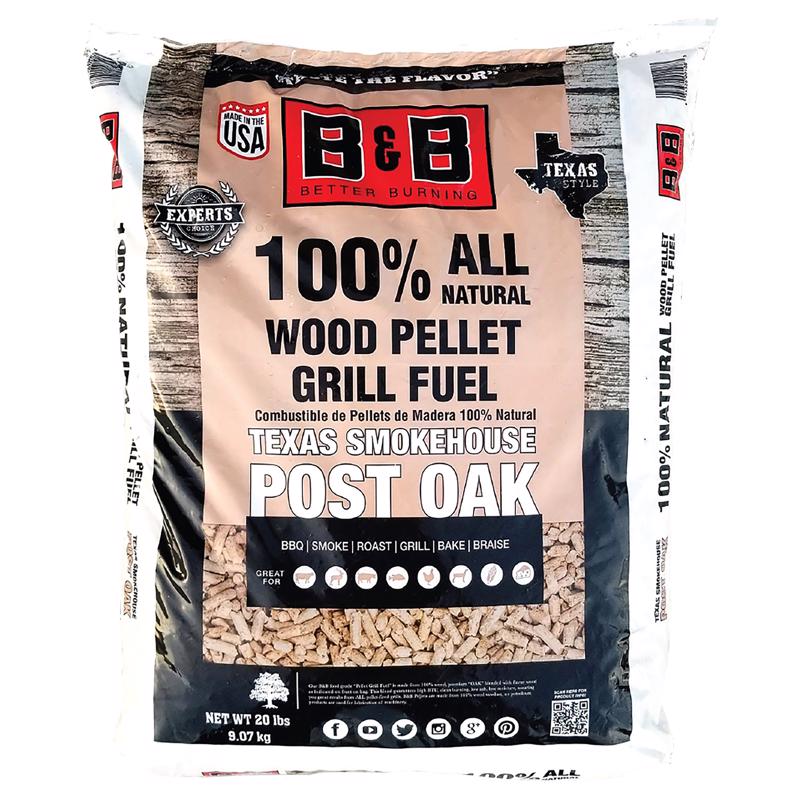 B&B 20 LB. POST OAK SMOKING PELLETS - B&B Texas Smokehouse Hardwood Pellets All Natural Oak 20 lb