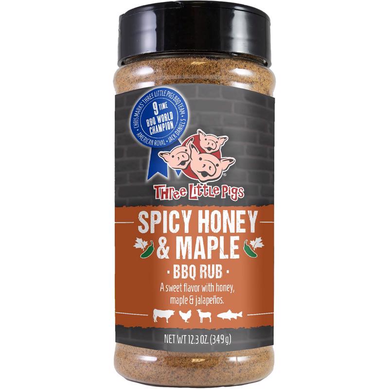 THREE LITTLE PIGS - Three Little Pigs Pigs Spicy Honey & Maple Bar-B-Q Rub/Seasoning 12.3 oz