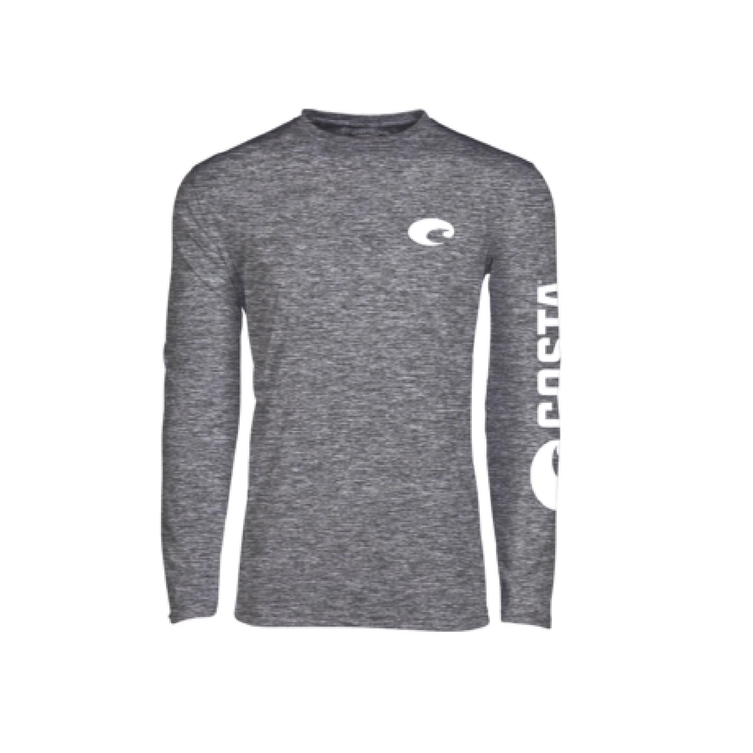 Costa L Long Sleeve Men's Crew Neck Gray Cationic Tee Shirt