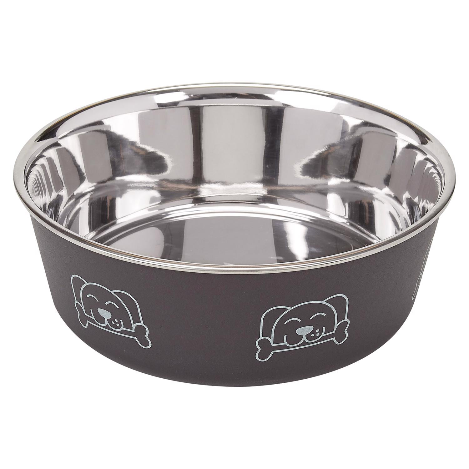 Proselect Espresso Stainless Steel 15 oz Pet Bowl For Dogs - Case of 6