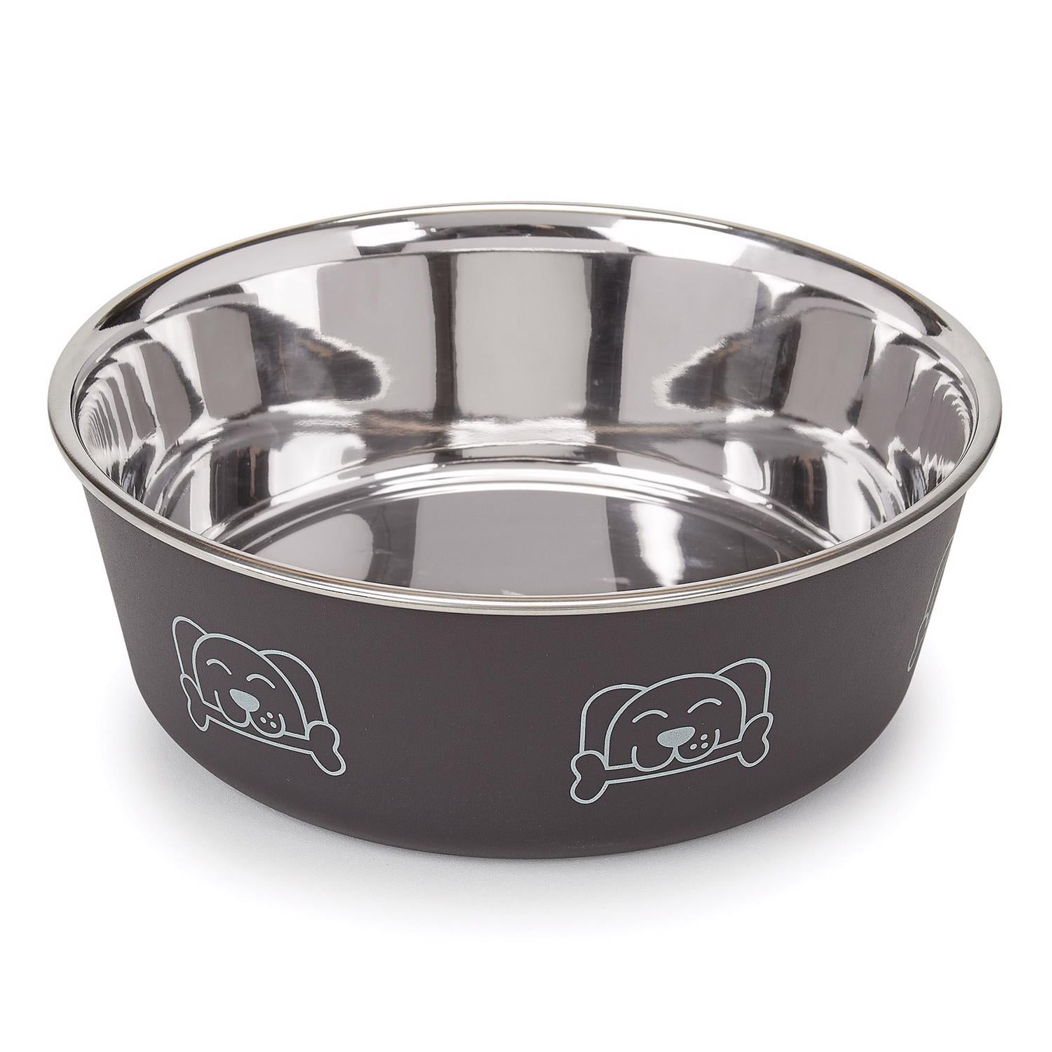 Proselect Espresso Stainless Steel 30 oz Pet Bowl For Dogs - Case of 6