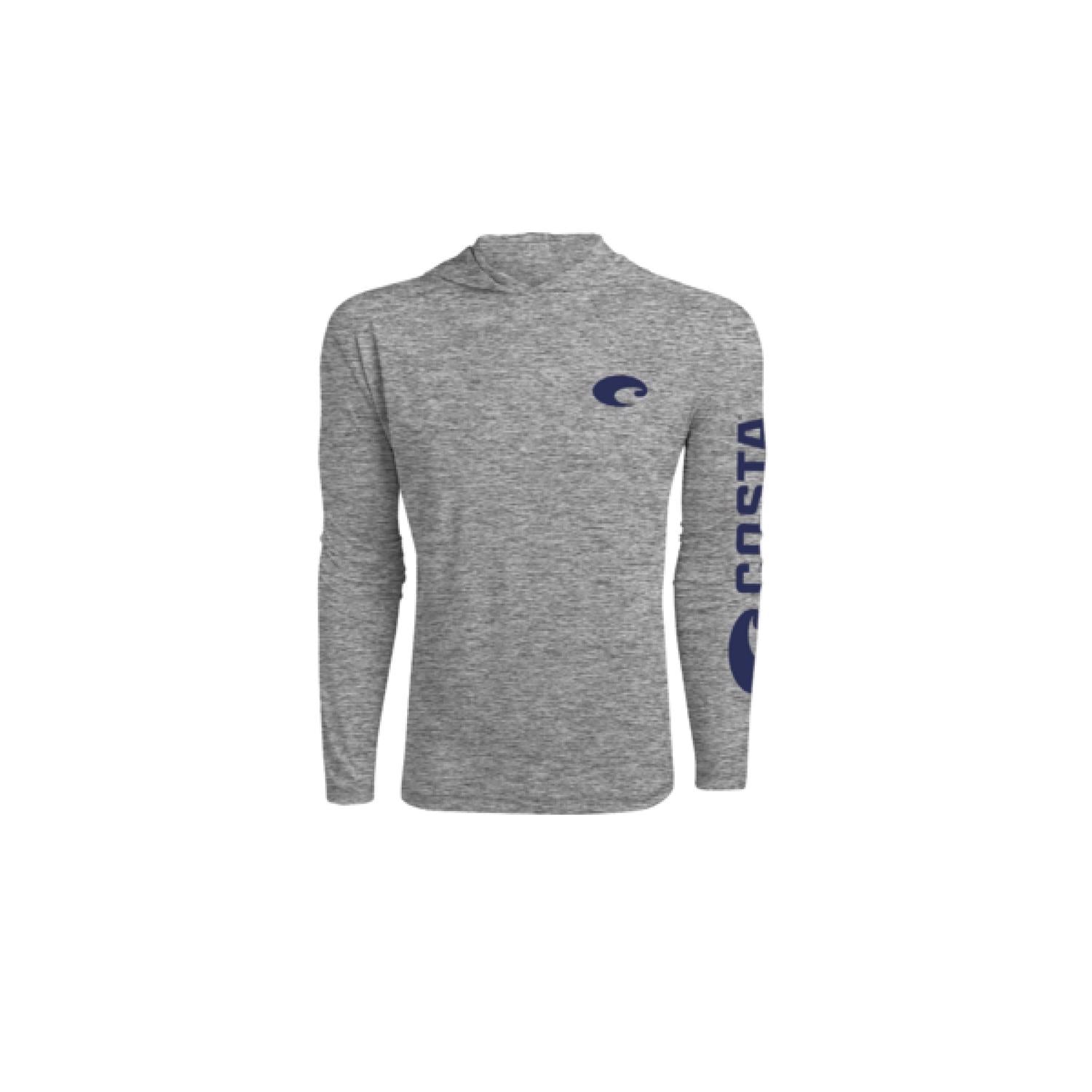Costa XXL Long Sleeve Men's Hooded Heather Gray Technical Hood Tee Shirt