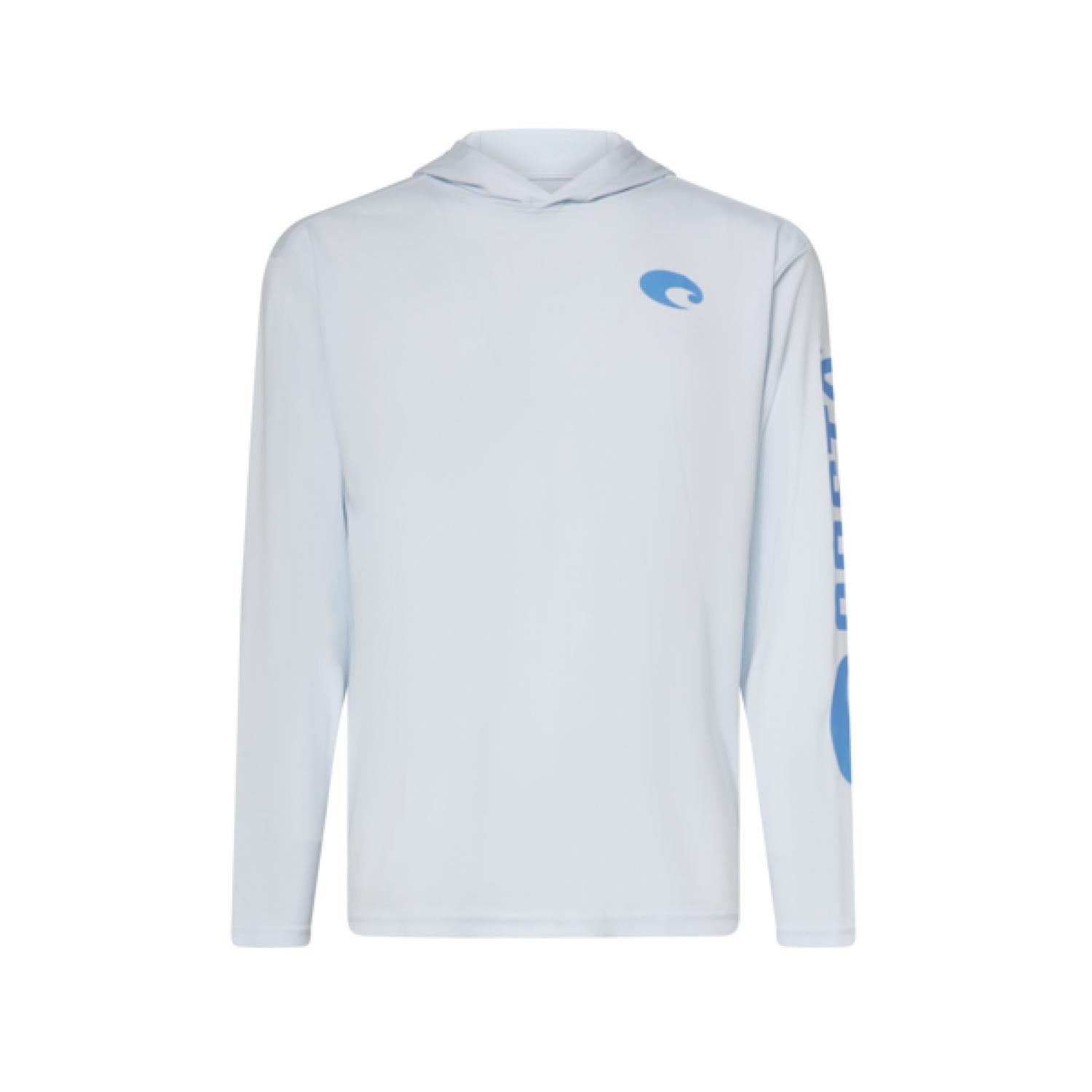 Costa XXL Long Sleeve Men's Hooded Arctic Blue Technical Hood Tee Shirt
