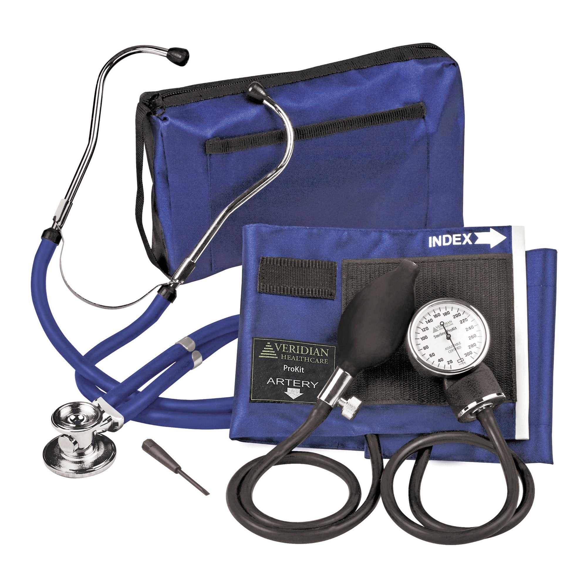 Veridian Healthcare LLC - Reusable Aneroid / Stethoscope Set Veridian 27.9 to 41.6 cm Adult Cuff Dual Head General Exam Stethoscope [1/EA] (1226073_EA)