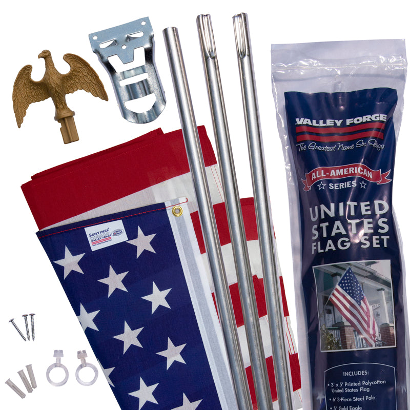 VALLEY FORGE - Valley Forge American Flag Kit 36 in. H X 60 in. W [AA-US1-1]