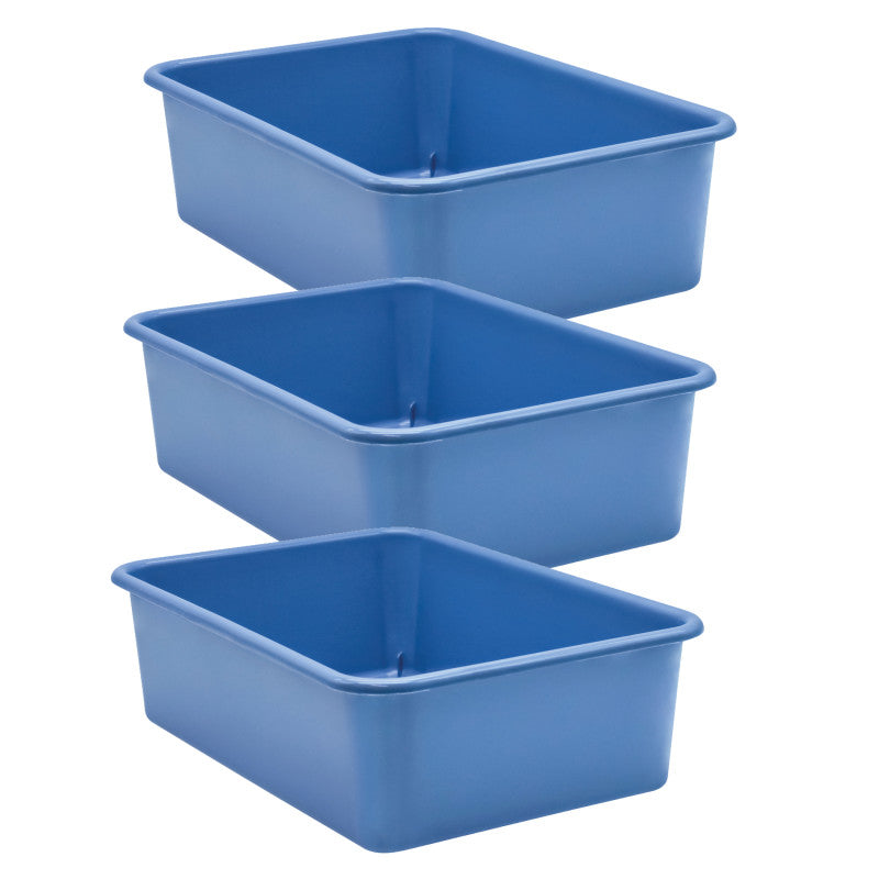 TEACHER CREATED RESOURCES - Slate Blue Large Plastic Storage Bin, Pack of 3