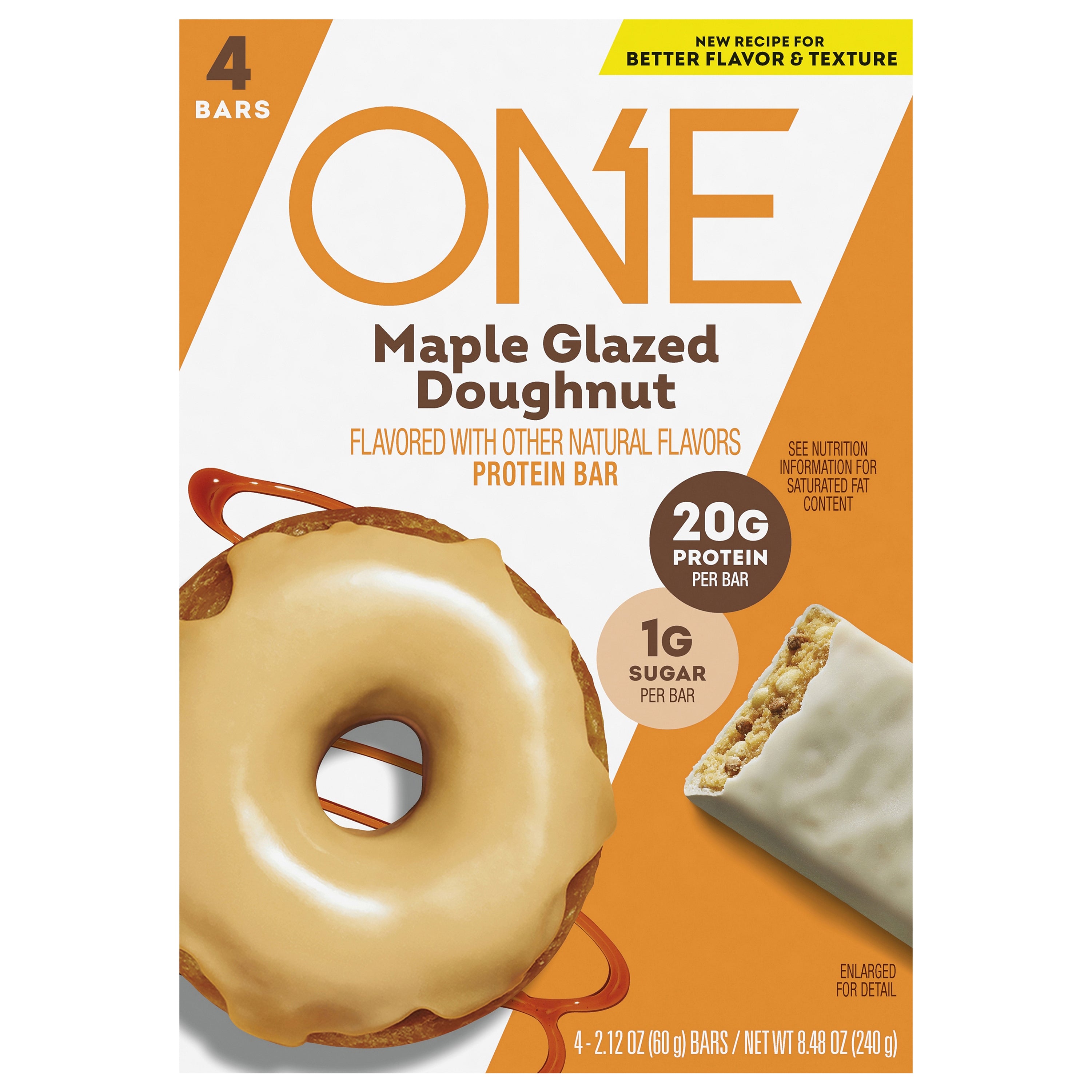 ONE Maple Glazed Doughnut Flavored Protein Bars, 2.12 oz (4 Count) - Case of 6