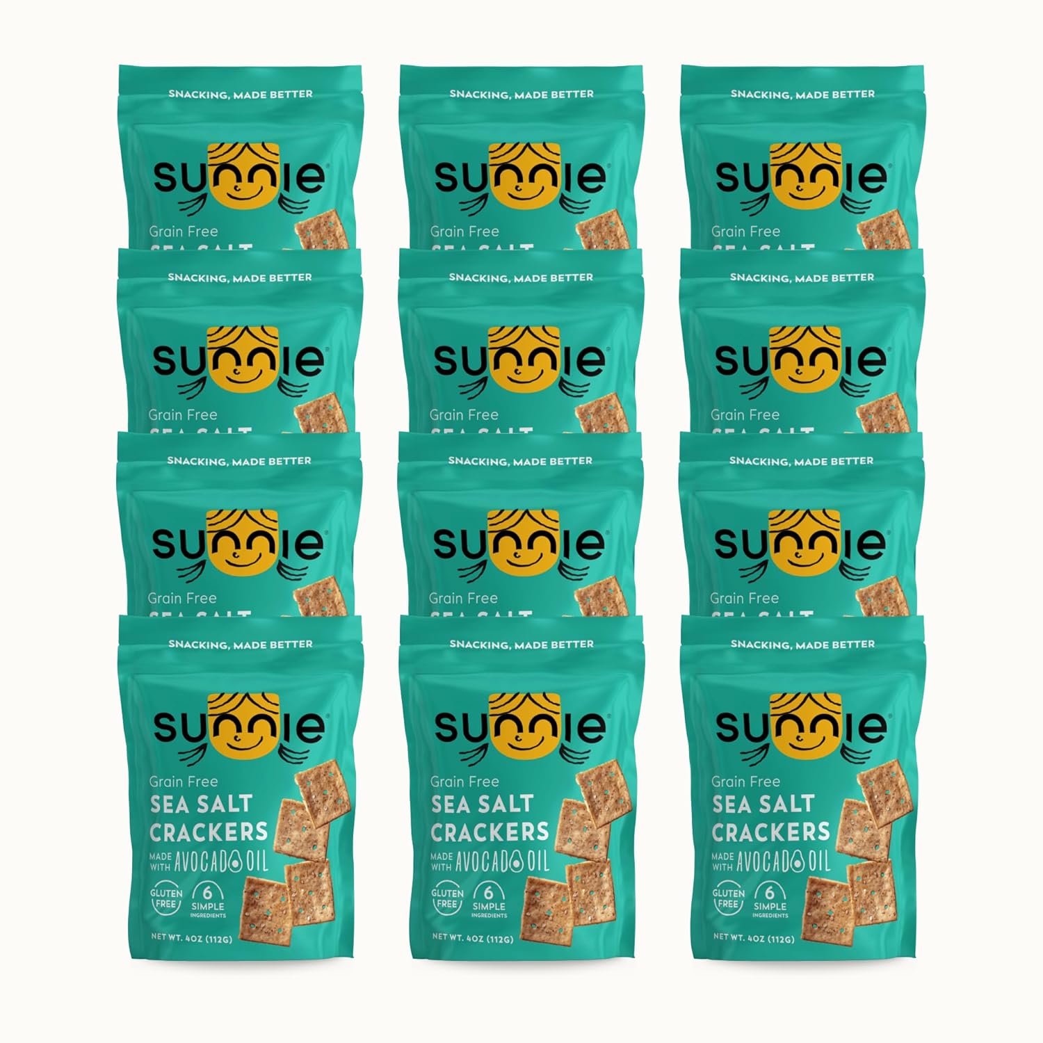 Sunnie - Sea Salt Crackers with Avocado Oil - 4 Oz -  Pack of 12