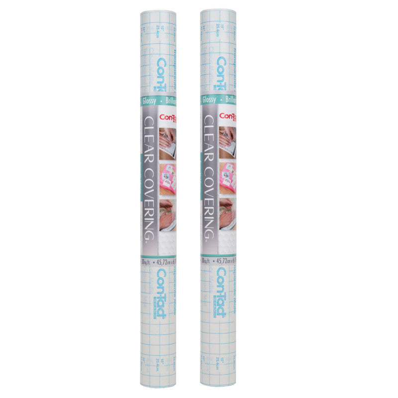 CON-TACT BRAND - Clear Cover™ Adhesive Covering, Clear, 18" x 16 ft, Glossy, Pack of 2