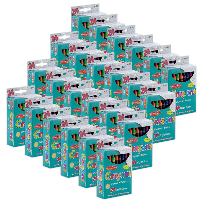CHARLES LEONARD - Crayons, Assorted Colors, 24 Per Box, 24 Boxes