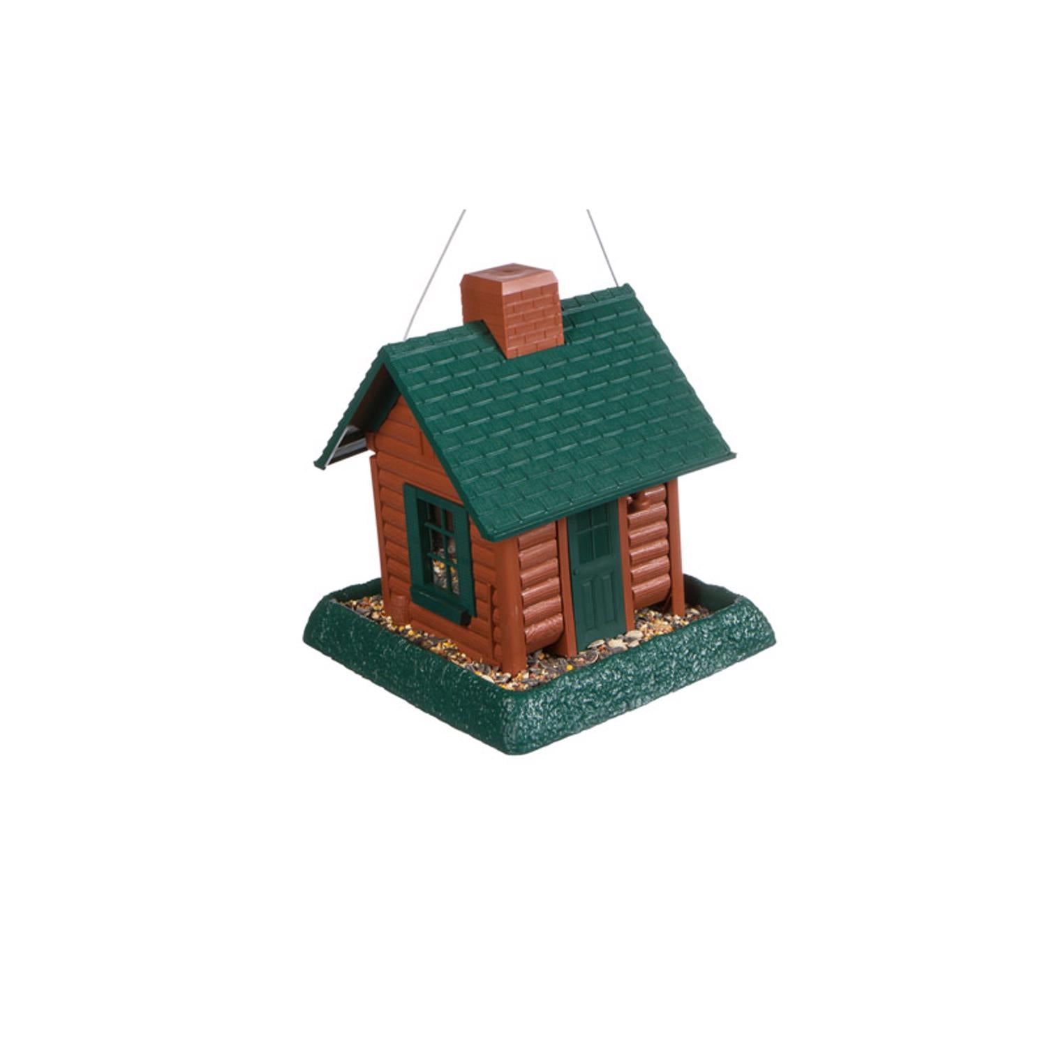 North States Log Cabin Wild Bird 1 lb Plastic Log Cabin Hopper Bird Feeder 4 ports - Case of 2