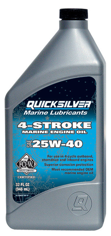 QUICKSILVER - Quicksilver Marine Lubricants 25W-40 4-Cycle Outboard Motor Oil 32 oz 1 pk - Case of 6