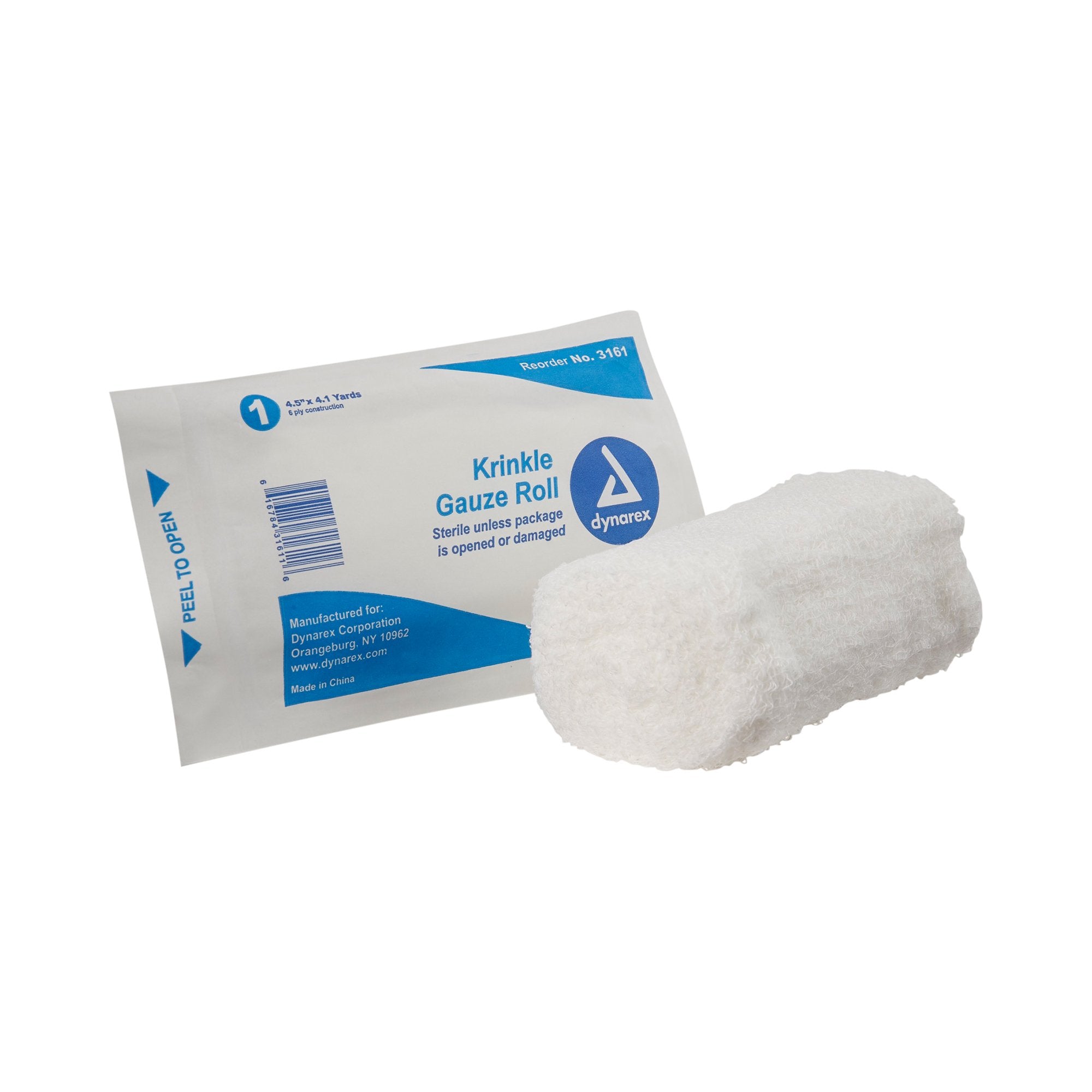 Dynarex - Fluff Bandage Roll Dynarex® 4-1/2 Inch X 4-1/10 Yard 6-Ply Sterile 1 per Pouch [1/PK]