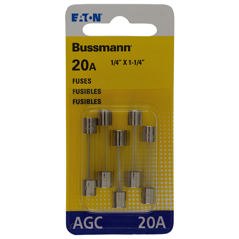 BUSS - Bussmann 20 amps AGC Clear Glass Tube Fuse 5 pk - Case of 5