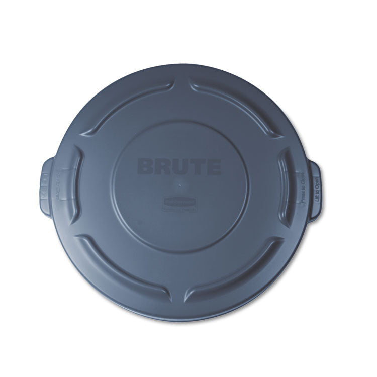 Rubbermaid Commercial - BRUTE Self-Draining Flat Top Lids for 20 gal Round BRUTE Containers, 19.88" Diameter, Gray