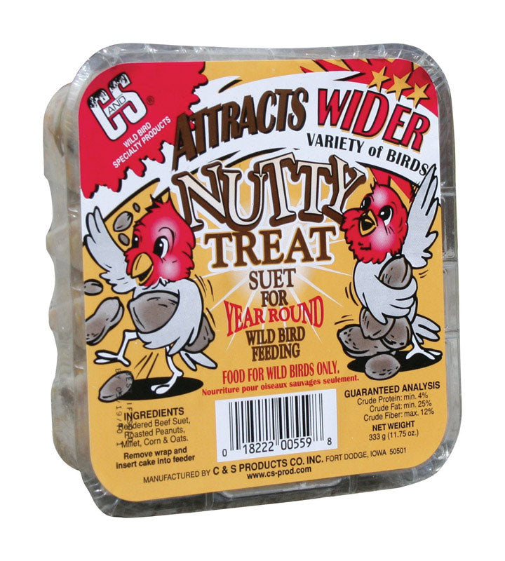 C&S PRODUCTS - C&S Products Nutty Treat Assorted Species Beef Suet Wild Bird Food 11.75 oz - Case of 12