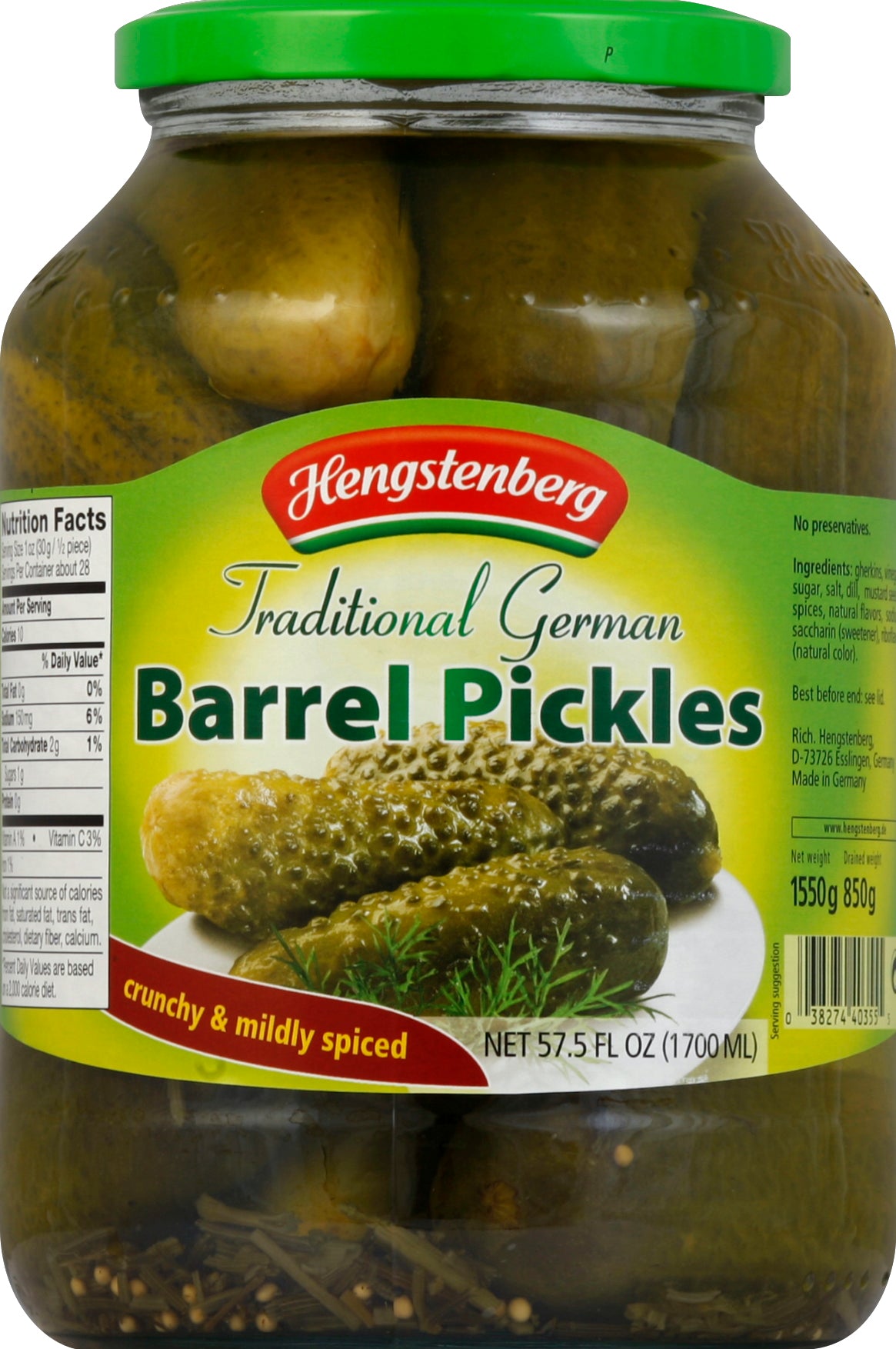 Hengstenberg Pickles 57.5 oz - Case of 6