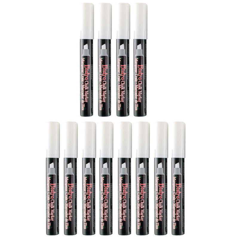 MARVY UCHIDA - Bistro Chisel Tip Chalk Marker, White, Pack of 12