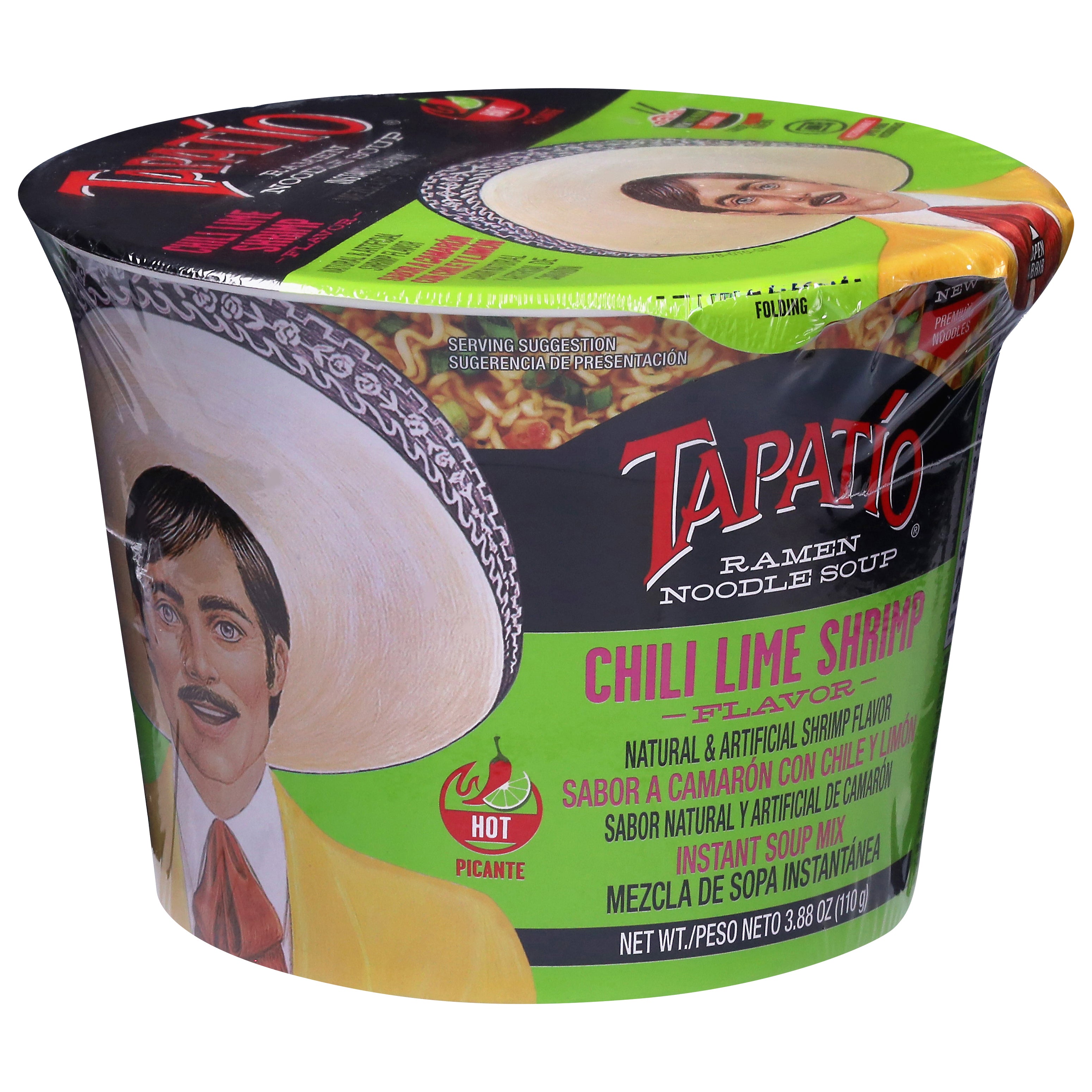 Tapatio Hot Chili Lime Shrimp Flavor Ramen Noodle Soup 3.88 oz - Case of 6