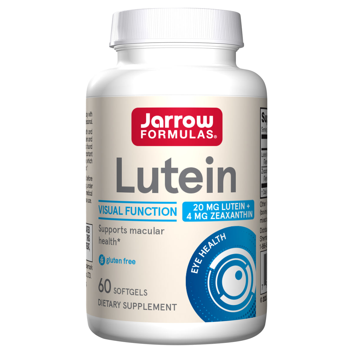 Jarrow Formulas Lutein 20 mg - 60 Softgels - Clinically Documented Eye, Vision Health & Support Dietary Supplement - With Zeaxanthin - 60 Servings (PACKAGING MAY VARY) - Case of 1