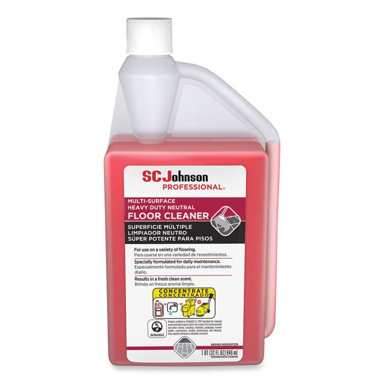 SC Johnson Professional - Heavy Duty Neutral Floor Cleaner, Fresh Scent, 32 oz Squeeze and Pour Bottle, 6/Carton