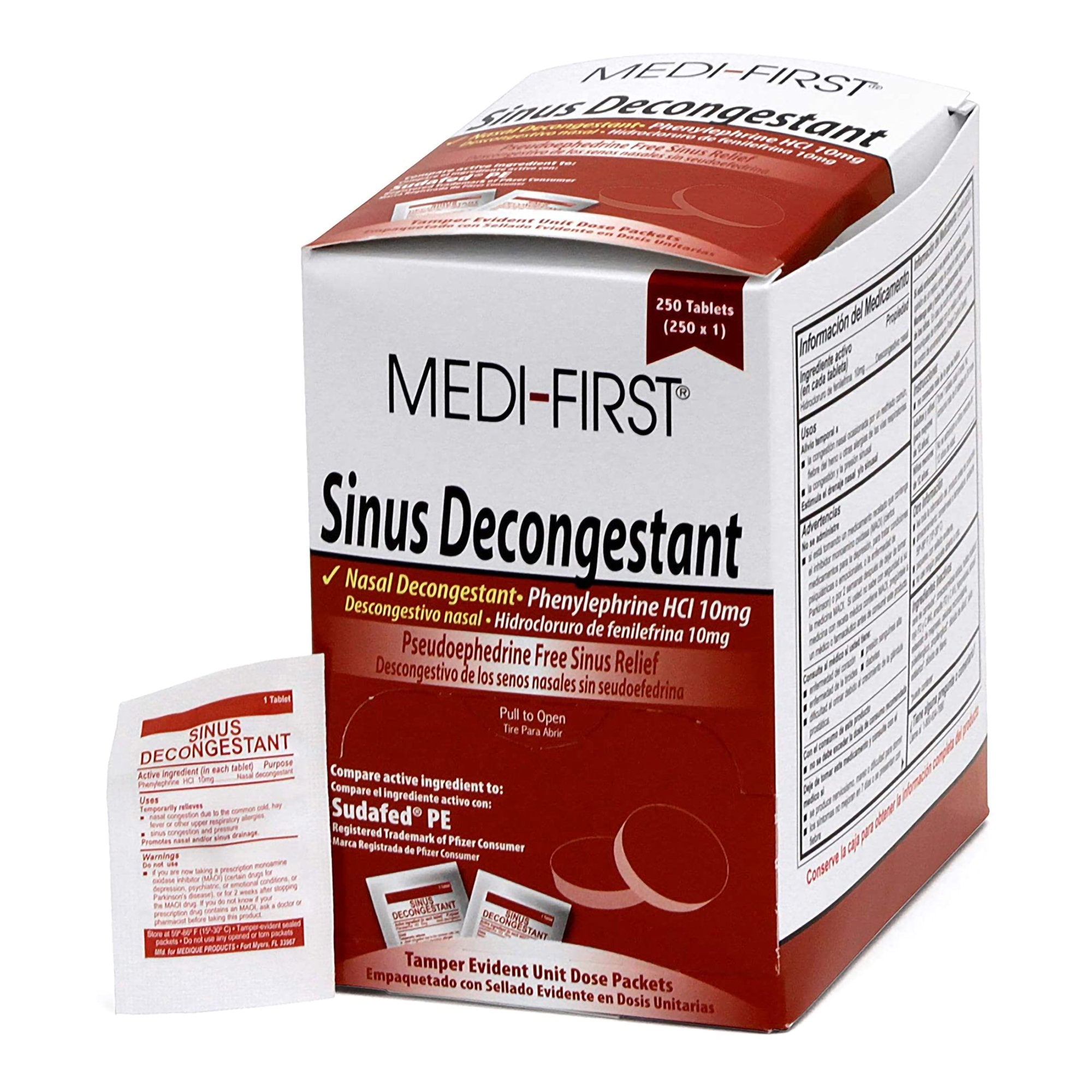 Medique Products - Sinus Relief Medi-First® 10 mg Strength Tablet 250 per Box [1/BX]