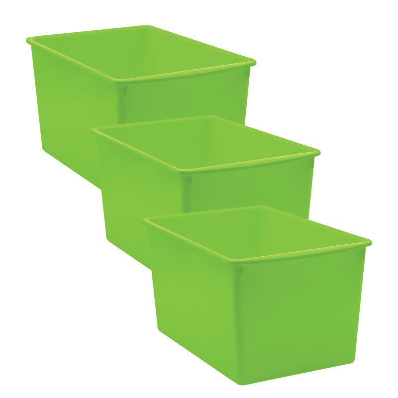 TEACHER CREATED RESOURCES - Lime Plastic Multi-Purpose Bin, Pack of 3