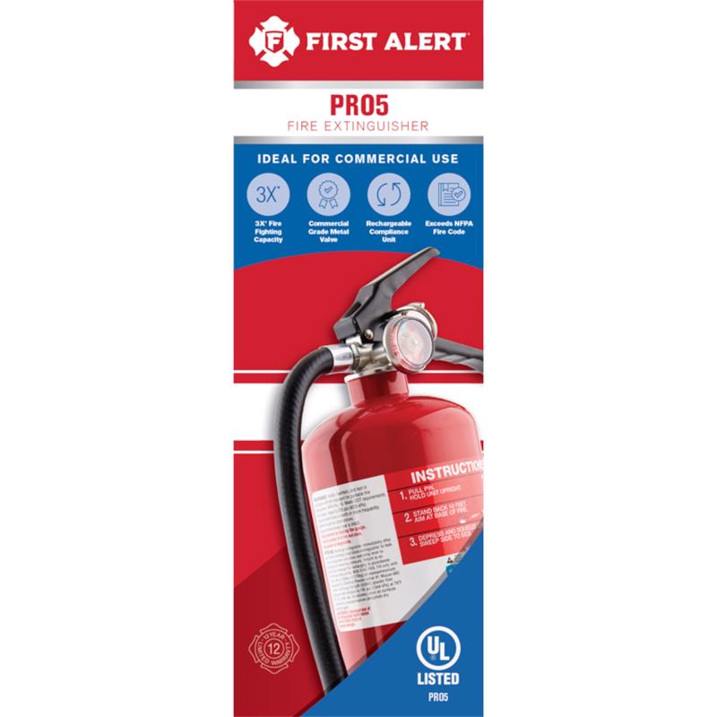 FIRST ALERT - First Alert Pro Series 5 lb Fire Extinguisher For Household OSHA/US Coast Guard Agency Approval - Case of 2