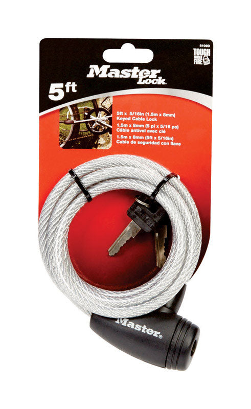 MASTER LOCK - Master Lock 5/16 in. W X 5 ft. L Vinyl Covered Steel Pin Tumbler Locking Cable