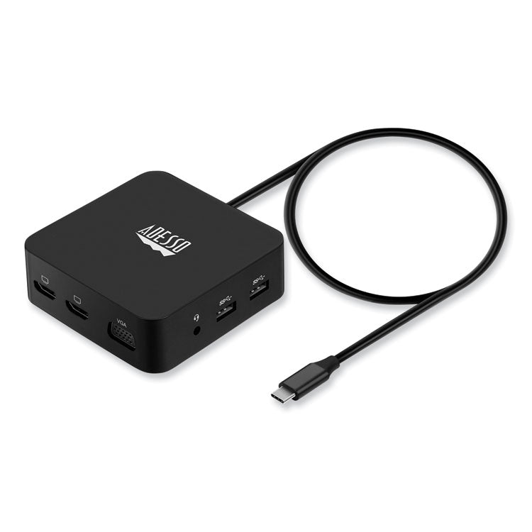 Adesso - 11-in-1 USB-C Multi-Port TAA Compliant Docking Station, Black