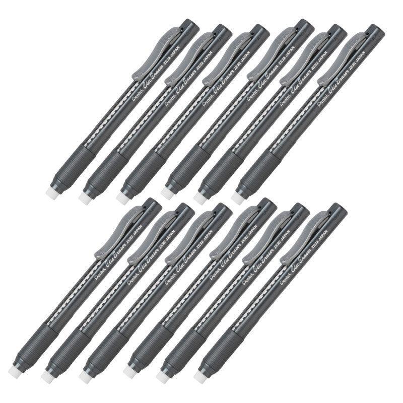 PENTEL - Clic Eraser Grip, Black Barrel, Pack of 12