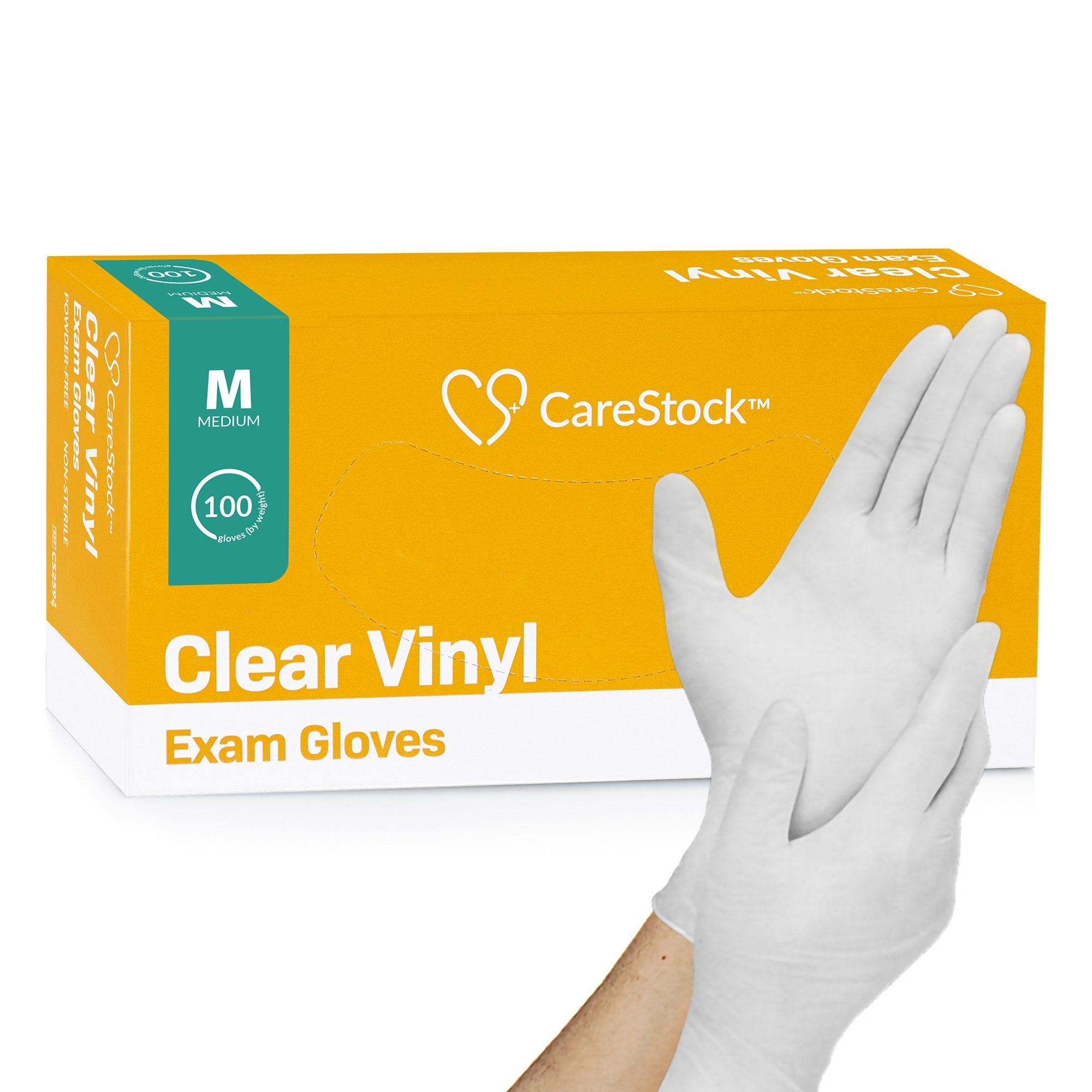 CareStock - Exam Glove CareStock™ Medium NonSterile Vinyl Standard Cuff Length Smooth Clear Not Rated [100/BX]