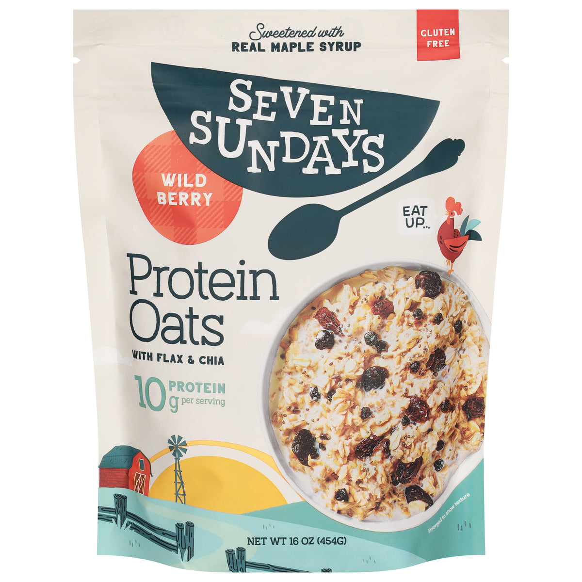 Seven Sundays Wild Berry Protein Oats with Flax & Chia 16 oz - Case of 6