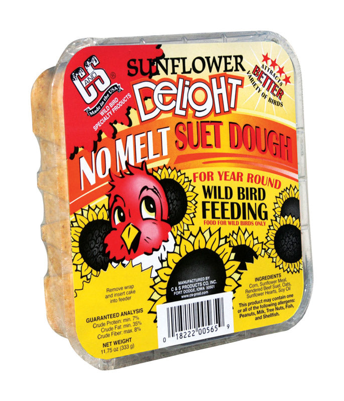 C&S PRODUCTS - C&S Products Sunflower Delight Assorted Species Beef Suet Wild Bird Food 11.75 oz - Case of 12